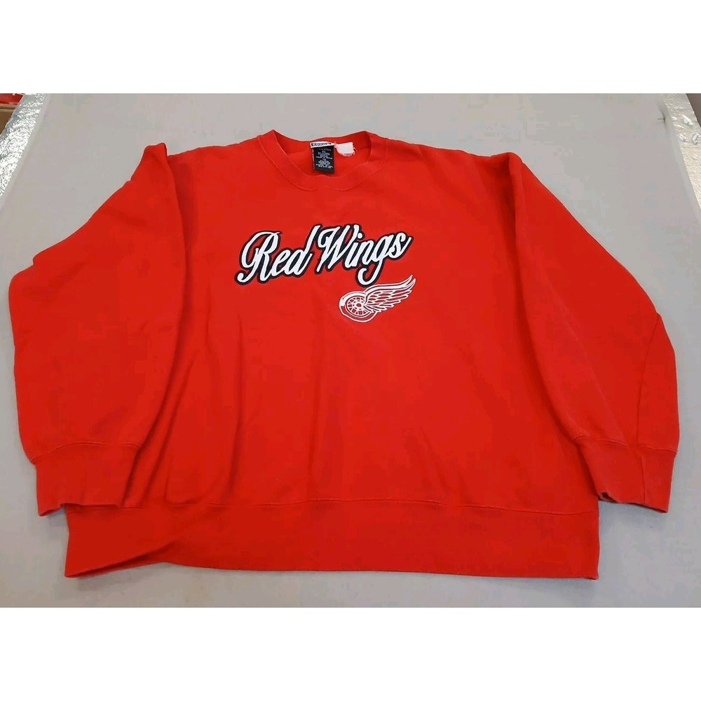 Detroit Red Wings Sweatshirt Mens XL‎ Red Spellout Sports Attack Hockey